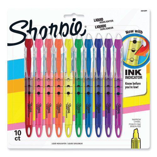 Sharpie Liquid Pen Style Highlighters， Chisel Tip， Assorted Colors， 10/Set (24415PP) - Mycitystee