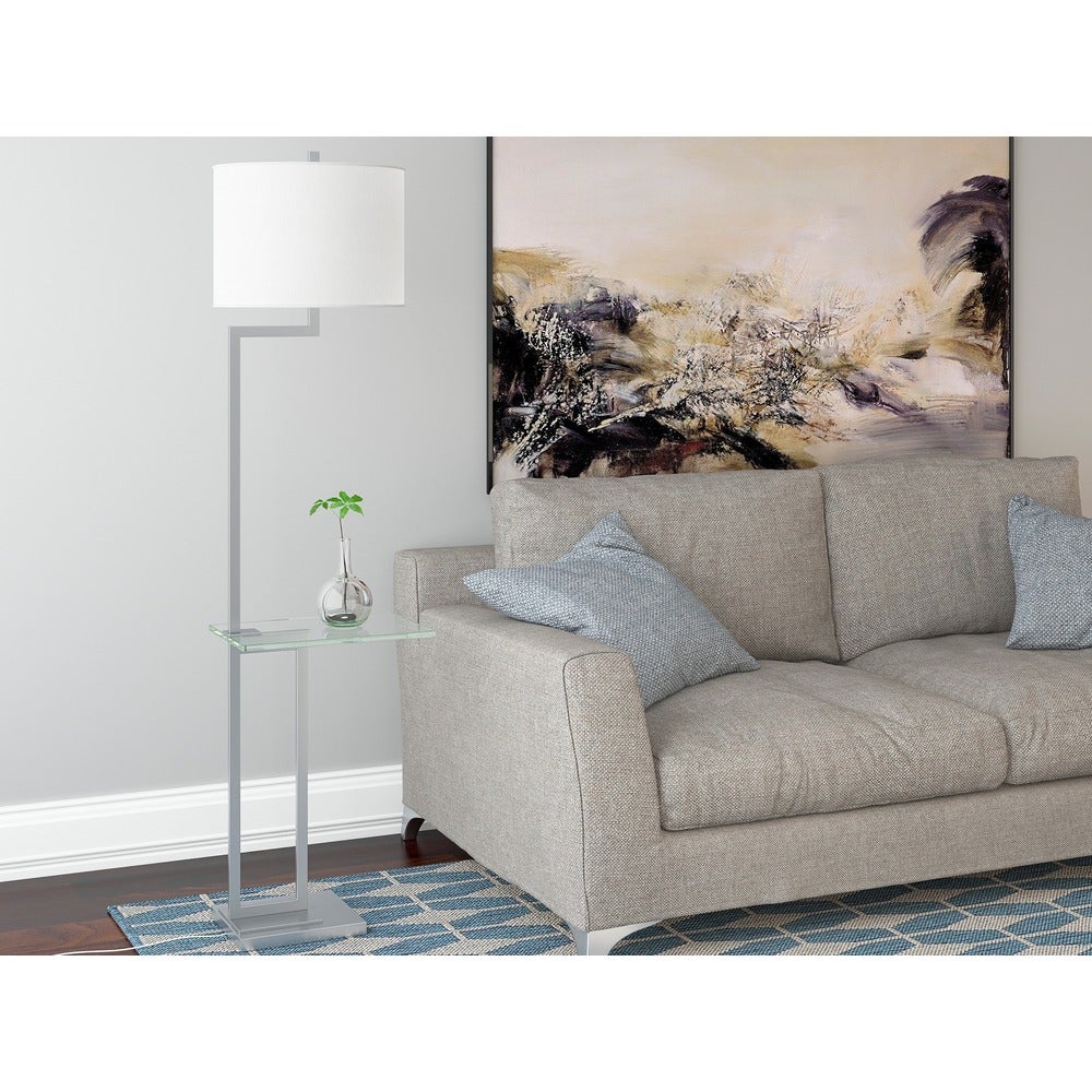 Lite Source Rudko 1-light Polished Steel Floor Lamp w/ Integrated Glass Table - Mycitystee