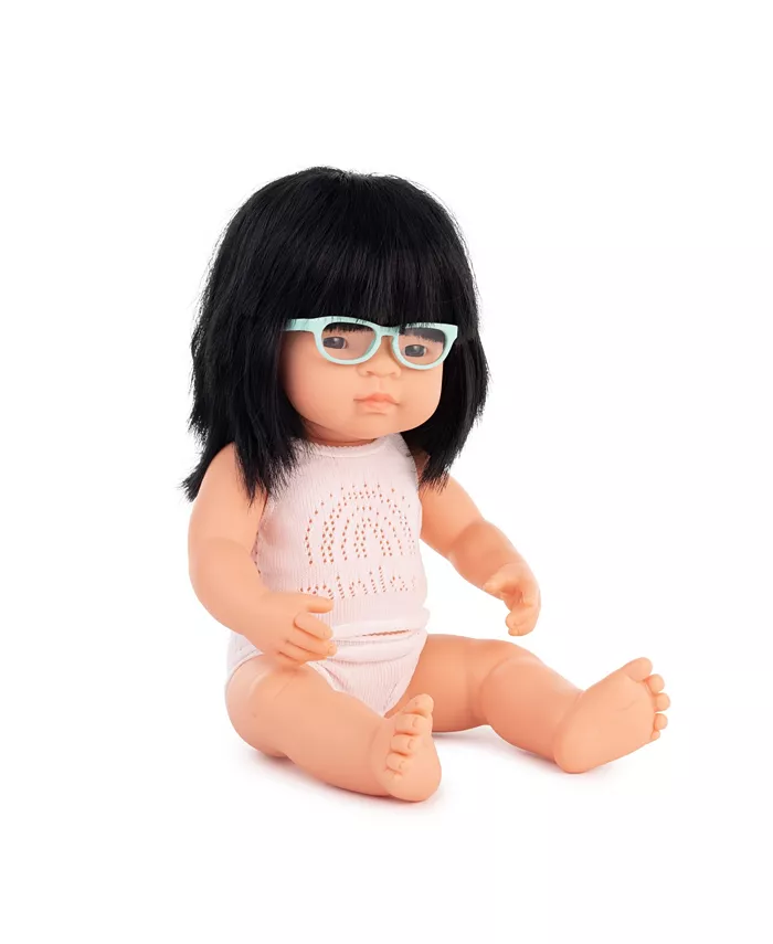MINILAND Baby Girl 15'' Asian Doll with Glasses - Mycitystee