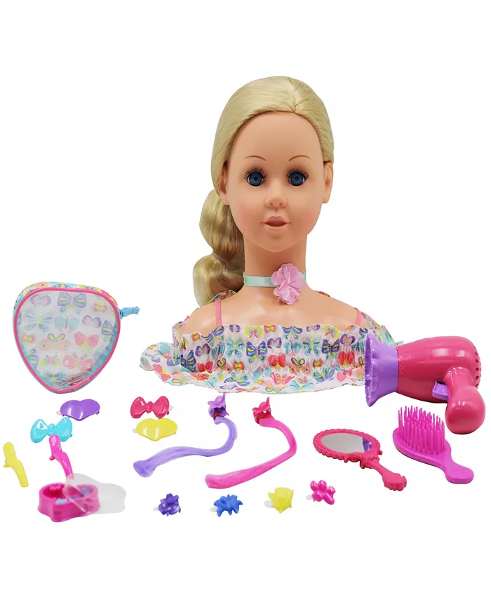 Dream Collection Doll Head Hair and Makeup Styling Playset Gi-Go Dolls Kids 18 Piece Playset - Mycitystee