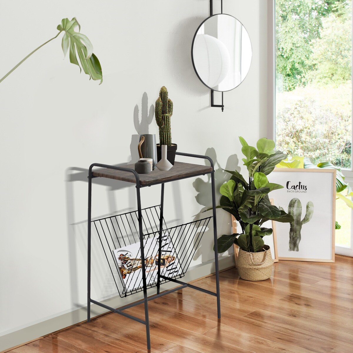 Homy Casa Modern Industrial Storage Wooden End Table - standard - Mycitystee