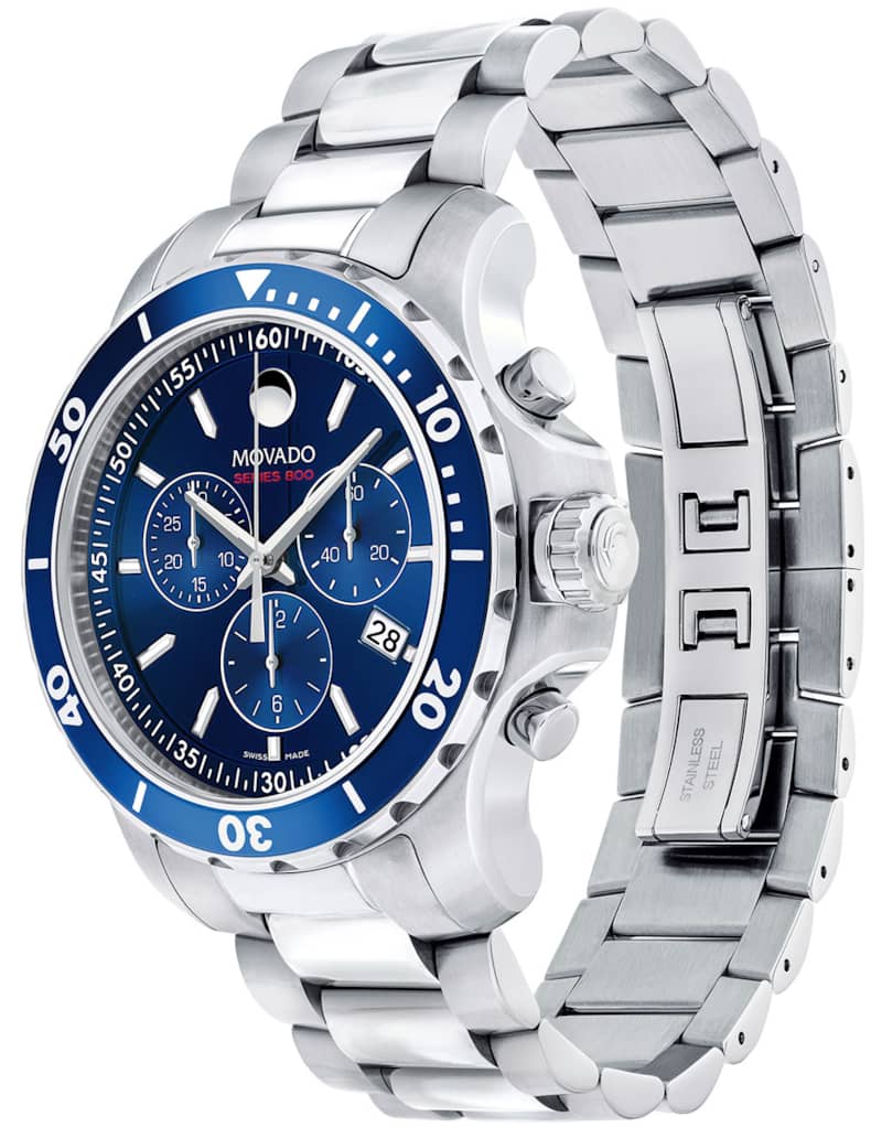 Movado Series 800 Blue Dial Stainless Steel Bracelet Watch， 42mm - Mycitystee