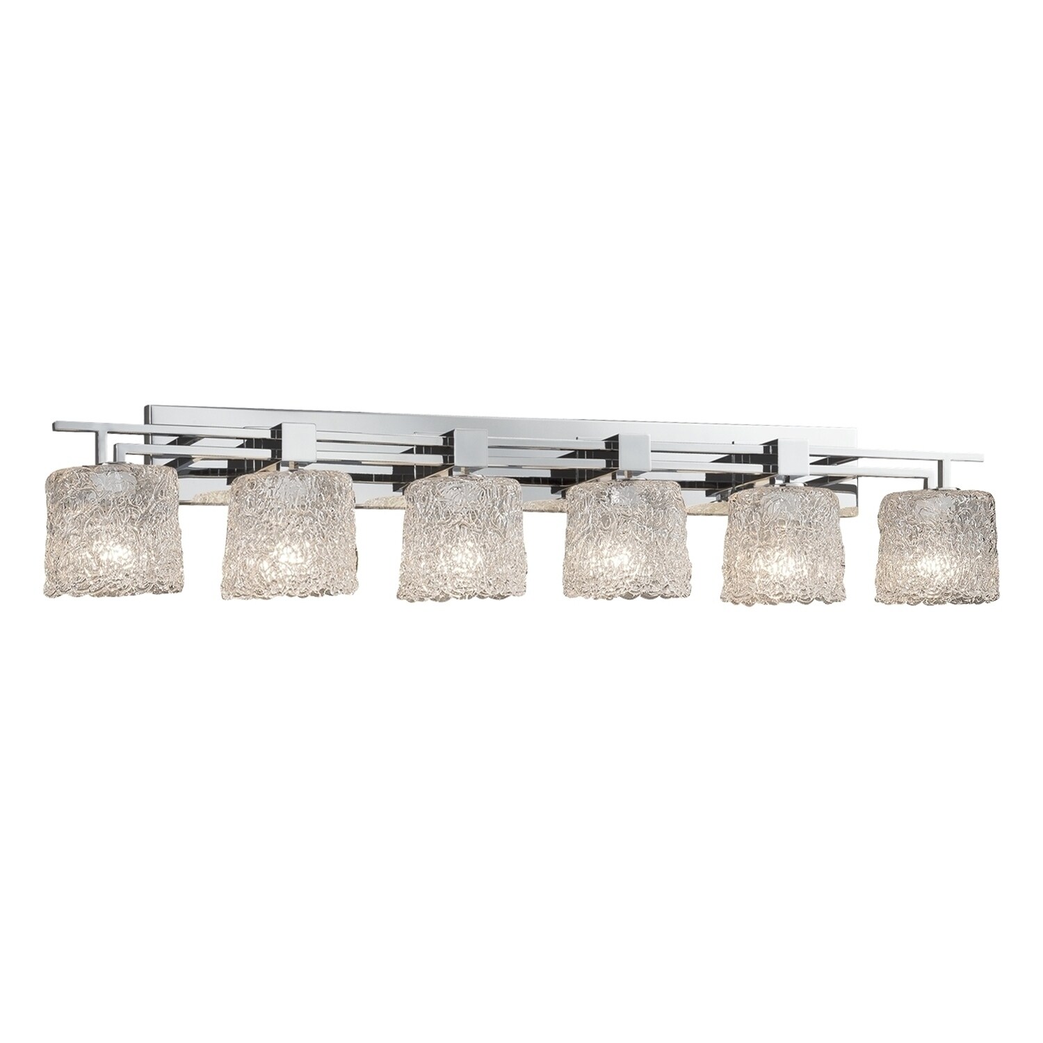 Justice Design Veneto Luce Aero 6-light Polished Chrome Bath Light， Lace Oval Shade - Polished Chrome - Mycitystee