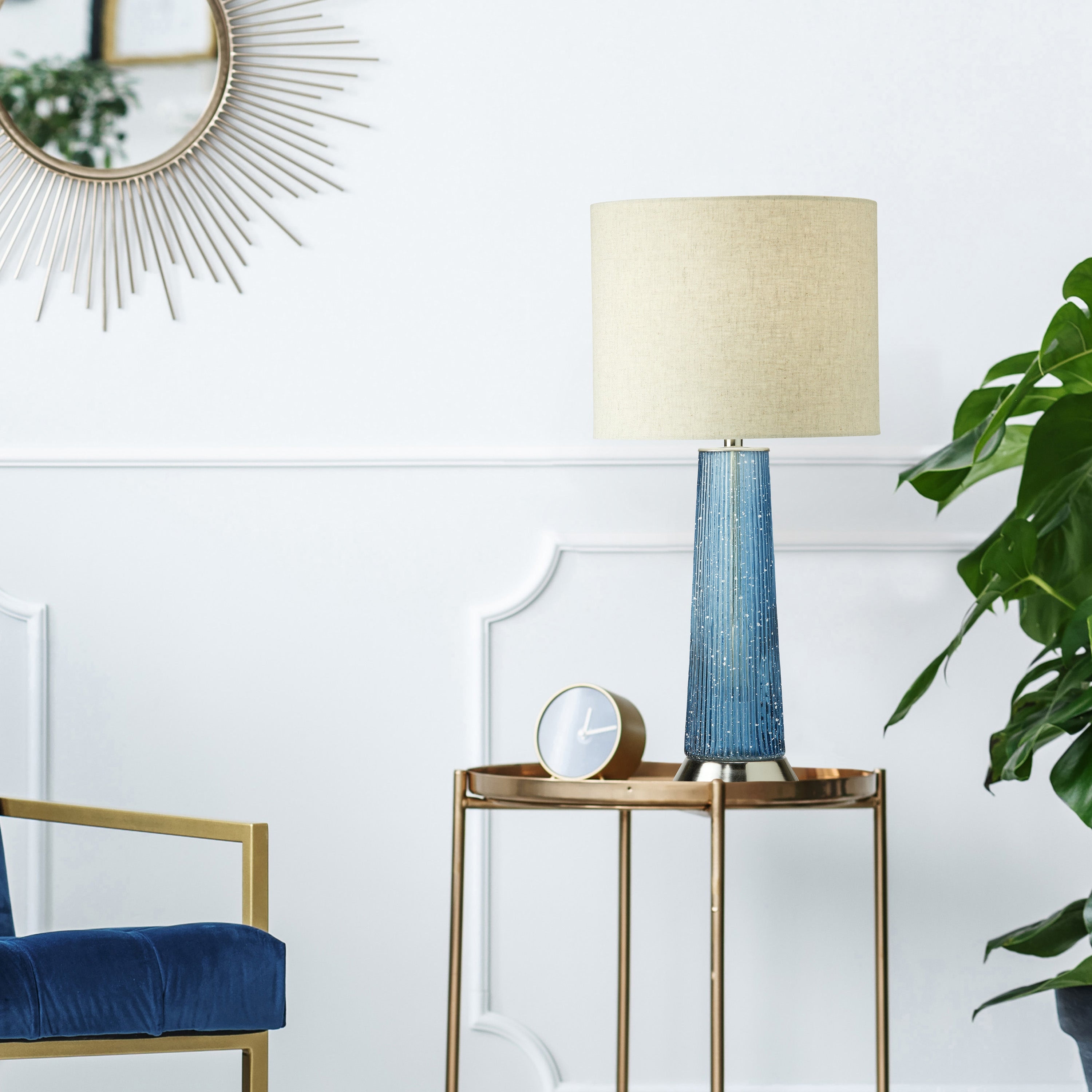 Felix River of Goods Blue and Beige Glass and Metal 22-Inch Table Lamp - Mycitystee