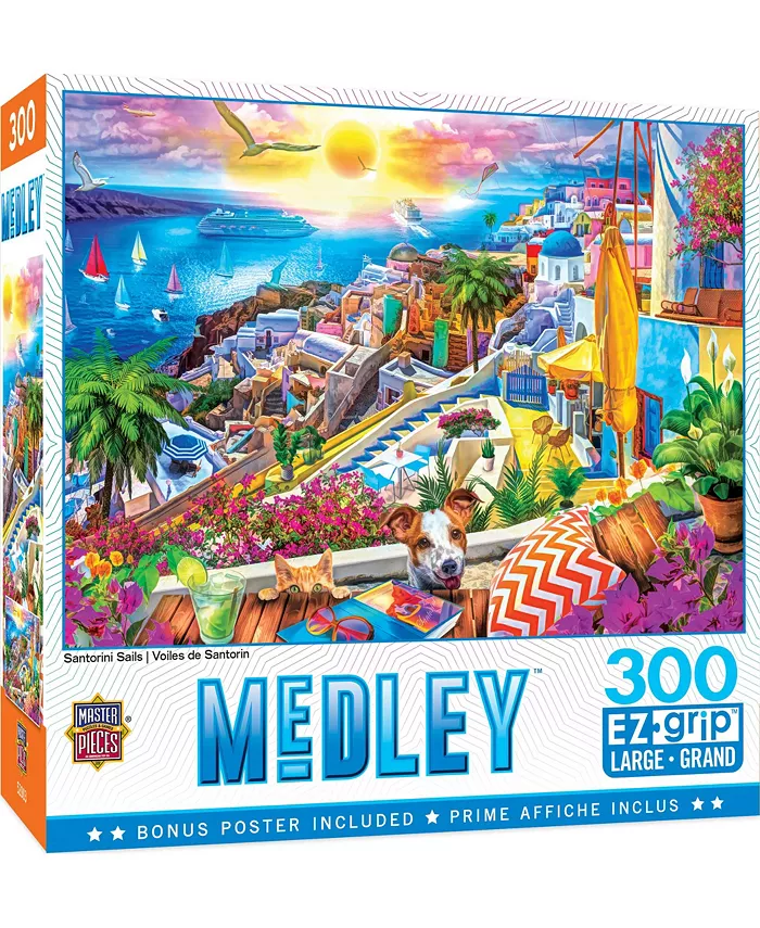 MasterPieces Puzzles Medley - Santorini Sails 300 Piece Adult jigsaw Puzzle - Mycitystee