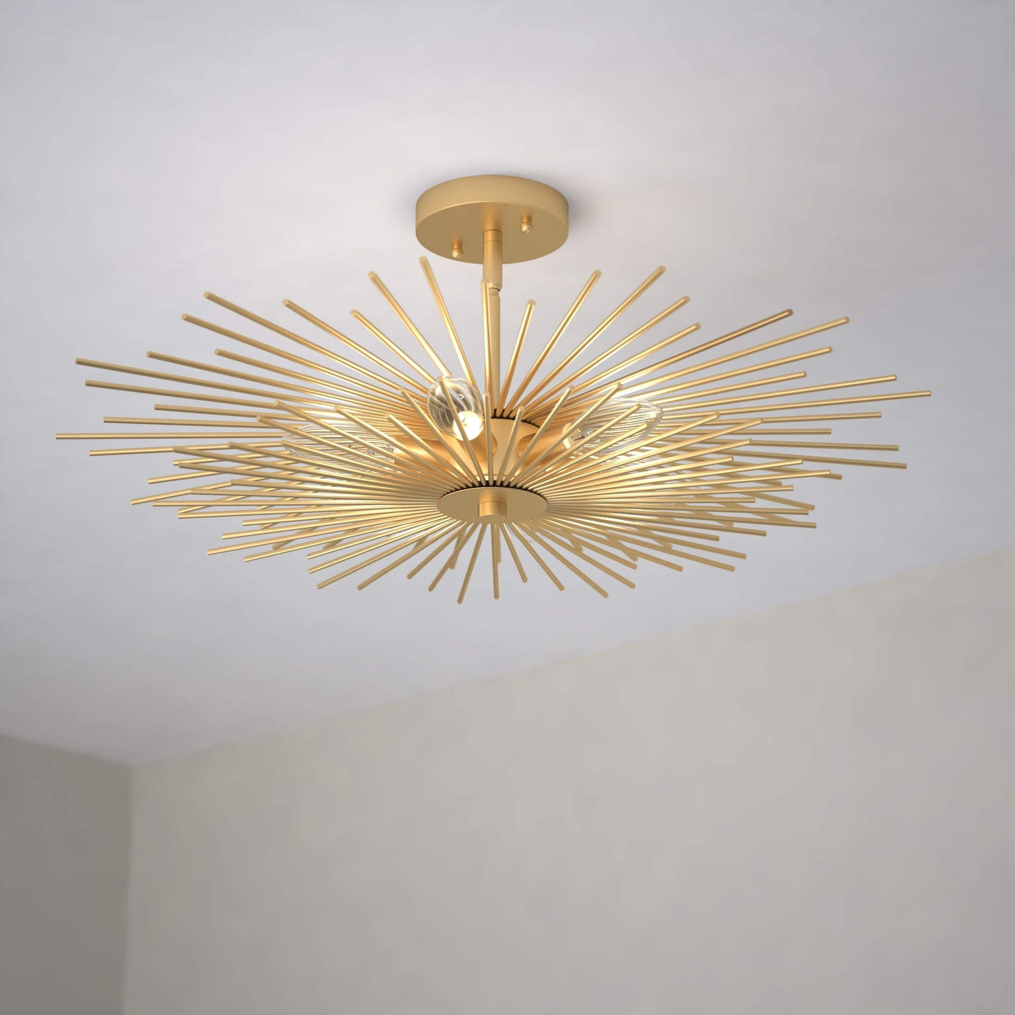 Nikko 24-in W Mid-Century Modern Semi Flush Mount Ceiling Light - 24-in W x 9.5-in H x 24-in D - Mycitystee