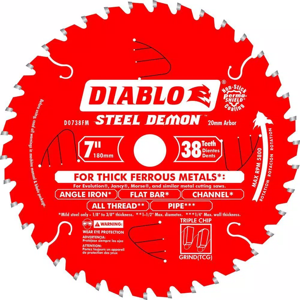 DIABLO 7 in. x 38-Tooth x 20mm Arbor Steel Demon Ferrous Metal Cutting Saw Blade and#8211; XDC Depot - Mycitystee