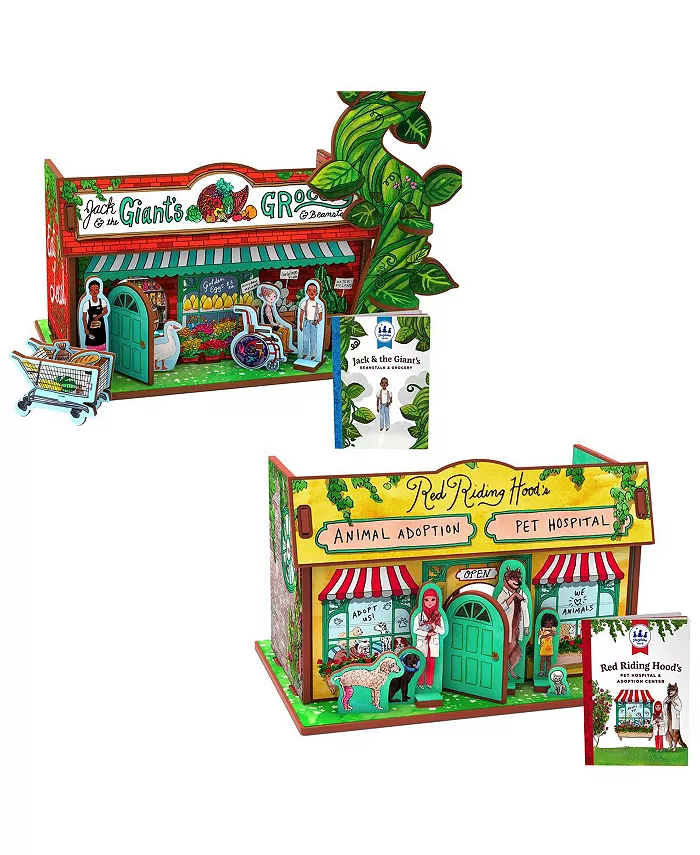Storytime Toys Red Riding Hood and Jack the Giant's Beanstalk Grocery - 3D Puzzle Books and Toy Mini Sets - Mycitystee