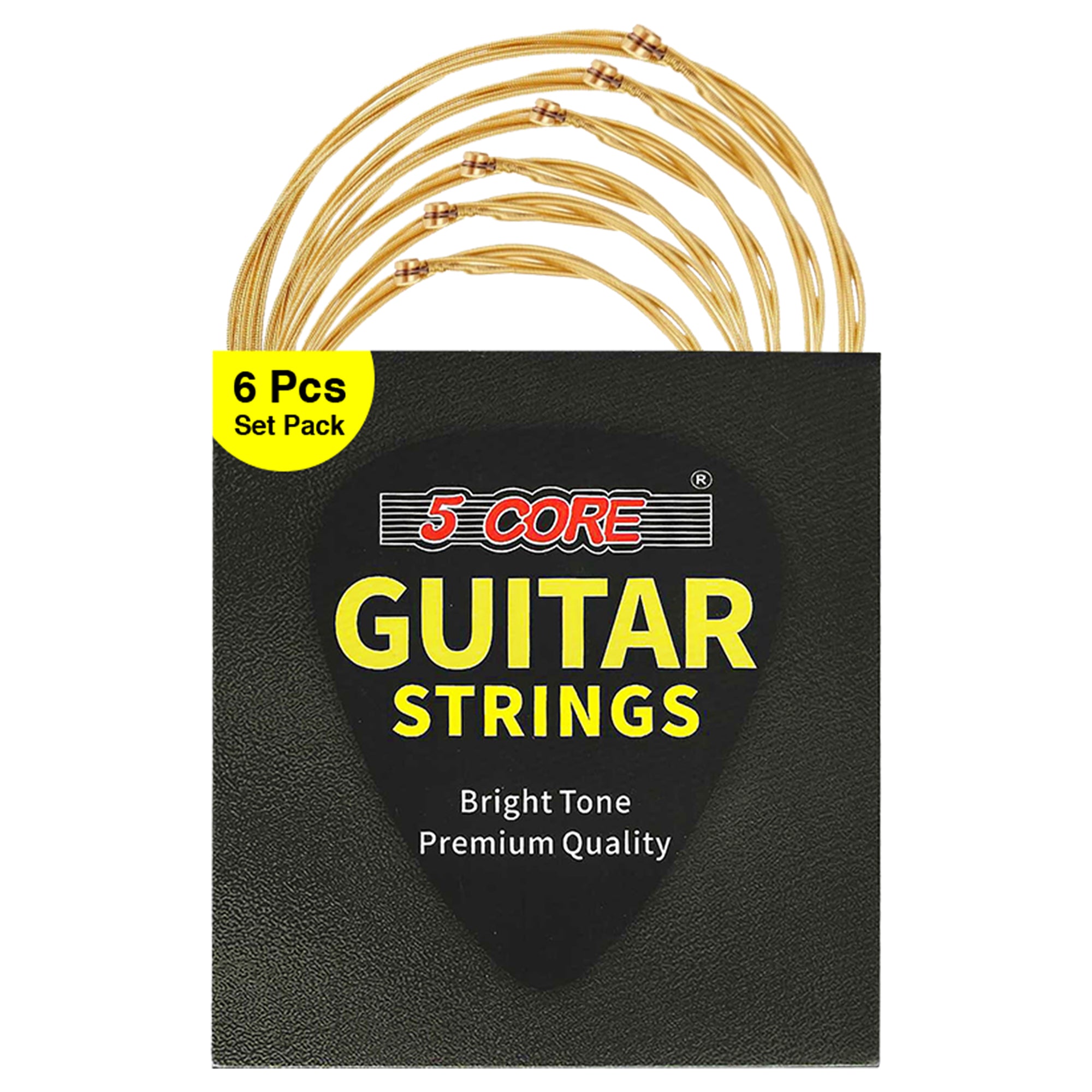 5 Core Guitar Strings 6 Pieces in 1 Set  Acoustic Guitar Strings with Hexangular Steel Core and Brass Wound | Heavy Duty Gauge .010-.047 - GS AC BRSS - Mycitystee