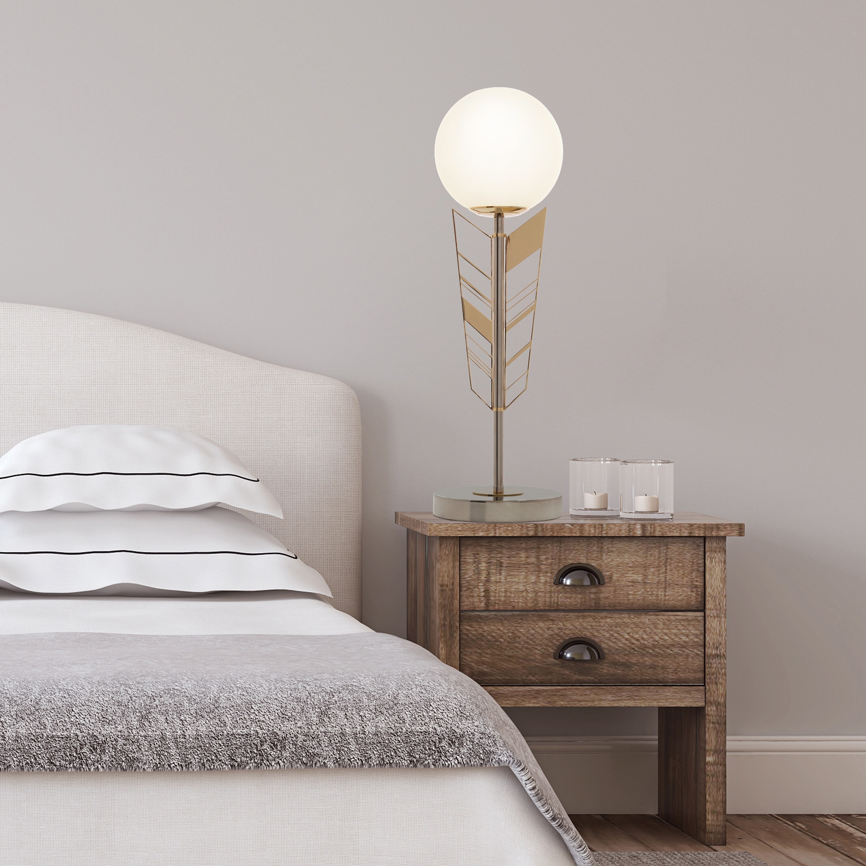 Camille River of Goods Gold and White Metal and Glass Novelty 19.5-Inch Table Lamp - 5.875
