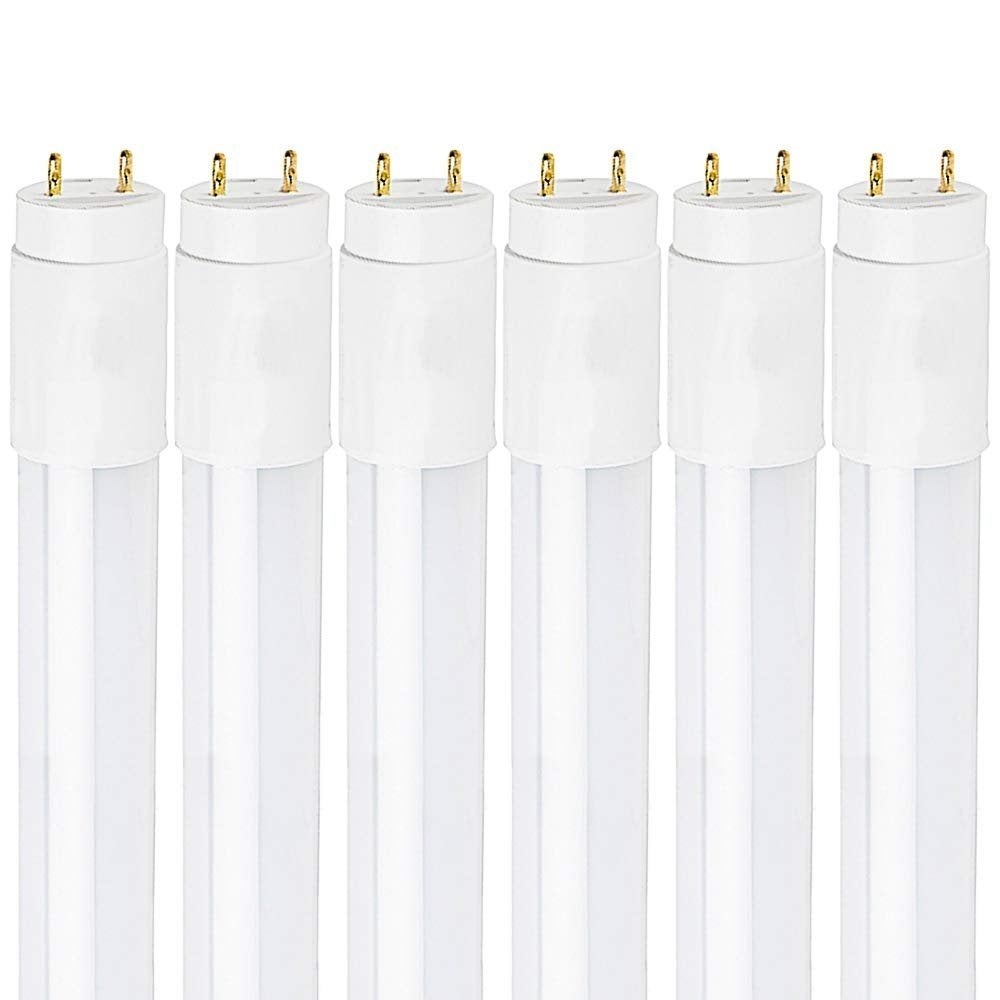 Luxrite 2FT LED Tube Light， T8， 11W (17W Equivalent)， 1100 Lumens， Direct or Ballast Bypass， ETL Listed (6 Pack) - Mycitystee