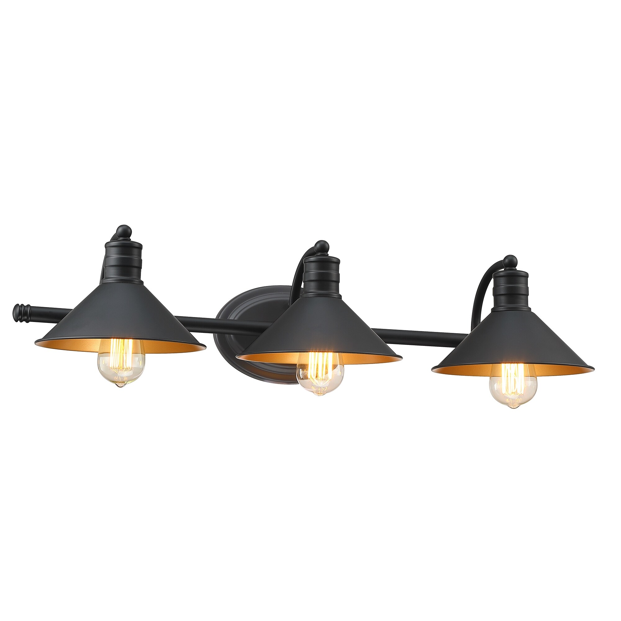 3-light Vanity Light with Matte Black finish and Gold Painting Inside - Mycitystee