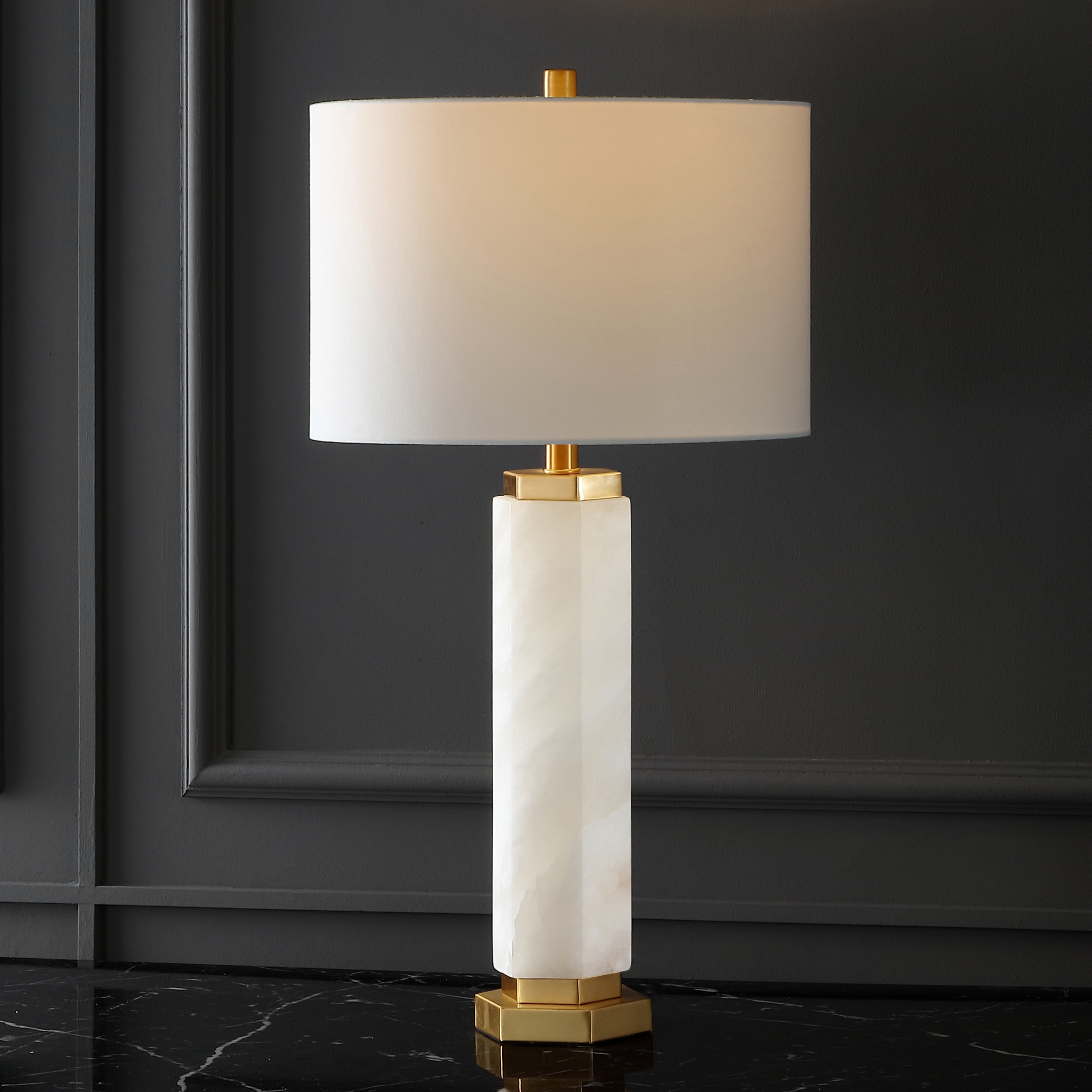 SAFAVIEH Couture Lynsey Alabaster Table Lamp - 15 IN W x 15 IN D x 29 IN H - Mycitystee