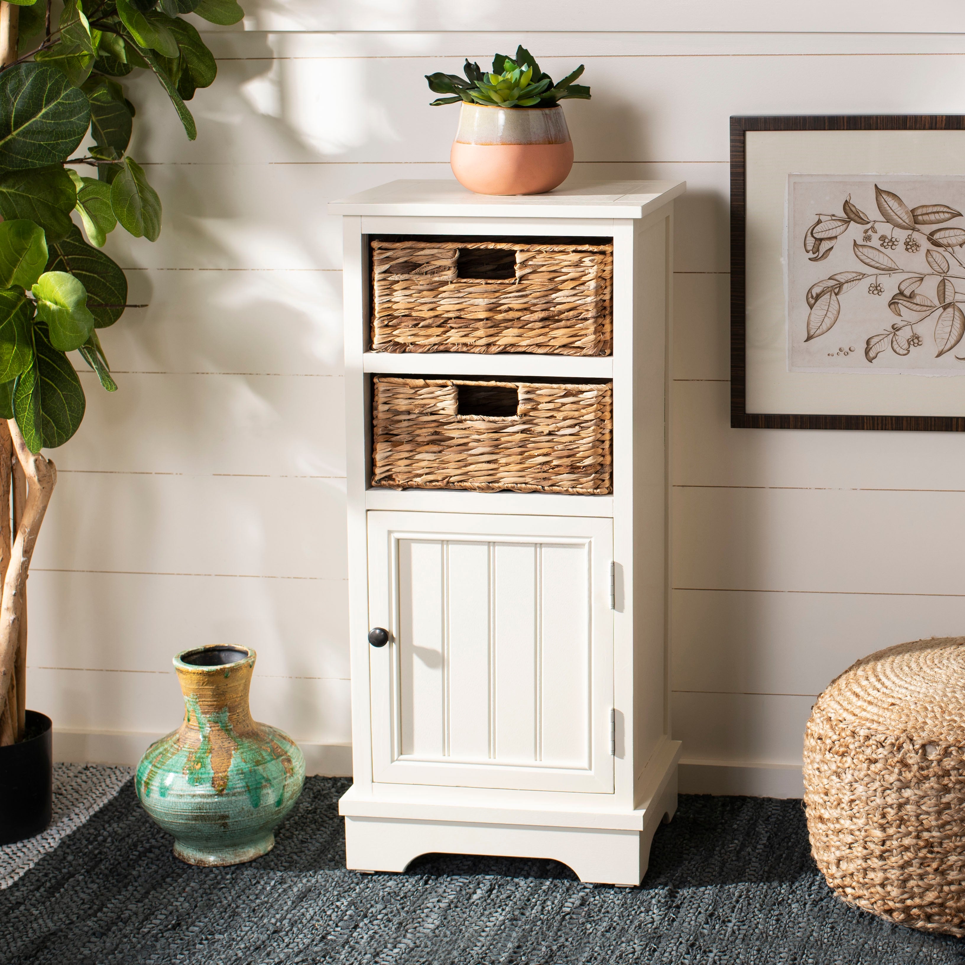 SAFAVIEH Connery Distressed White Cabinet - - 14430109 - Mycitystee