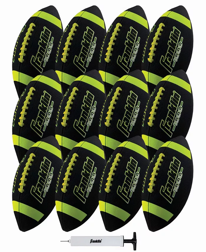 Franklin Sports Junior Rubber Football Set - 12 Pack - Inflation Pump Included - Mycitystee