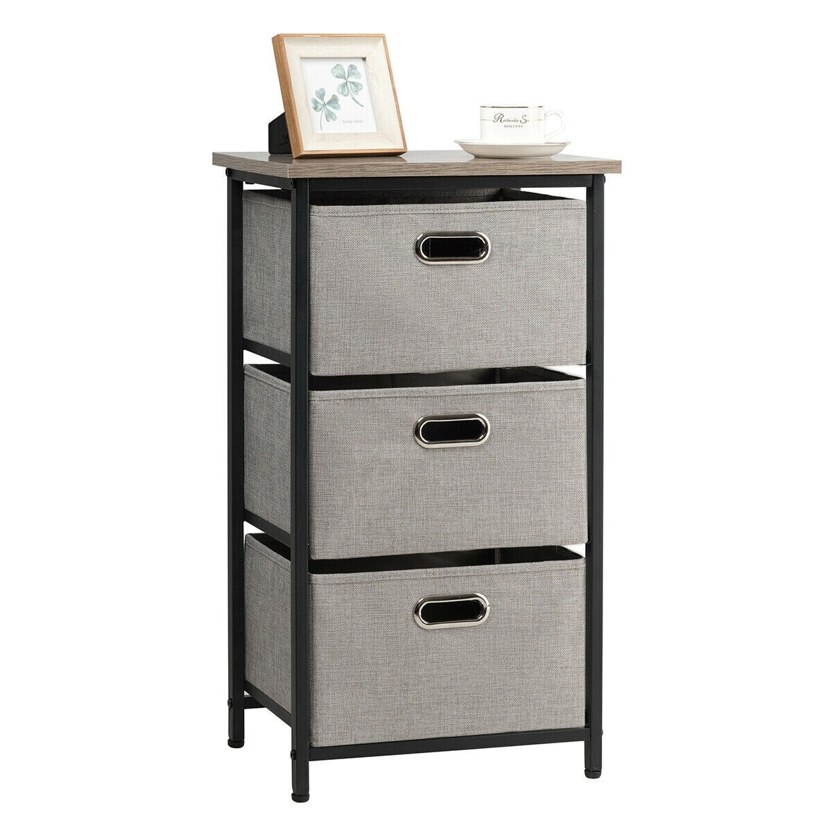 Gymax 3-Drawer Fabric Dresser Storage Tower Vertical Foldable Pull - - 32064993 - Mycitystee