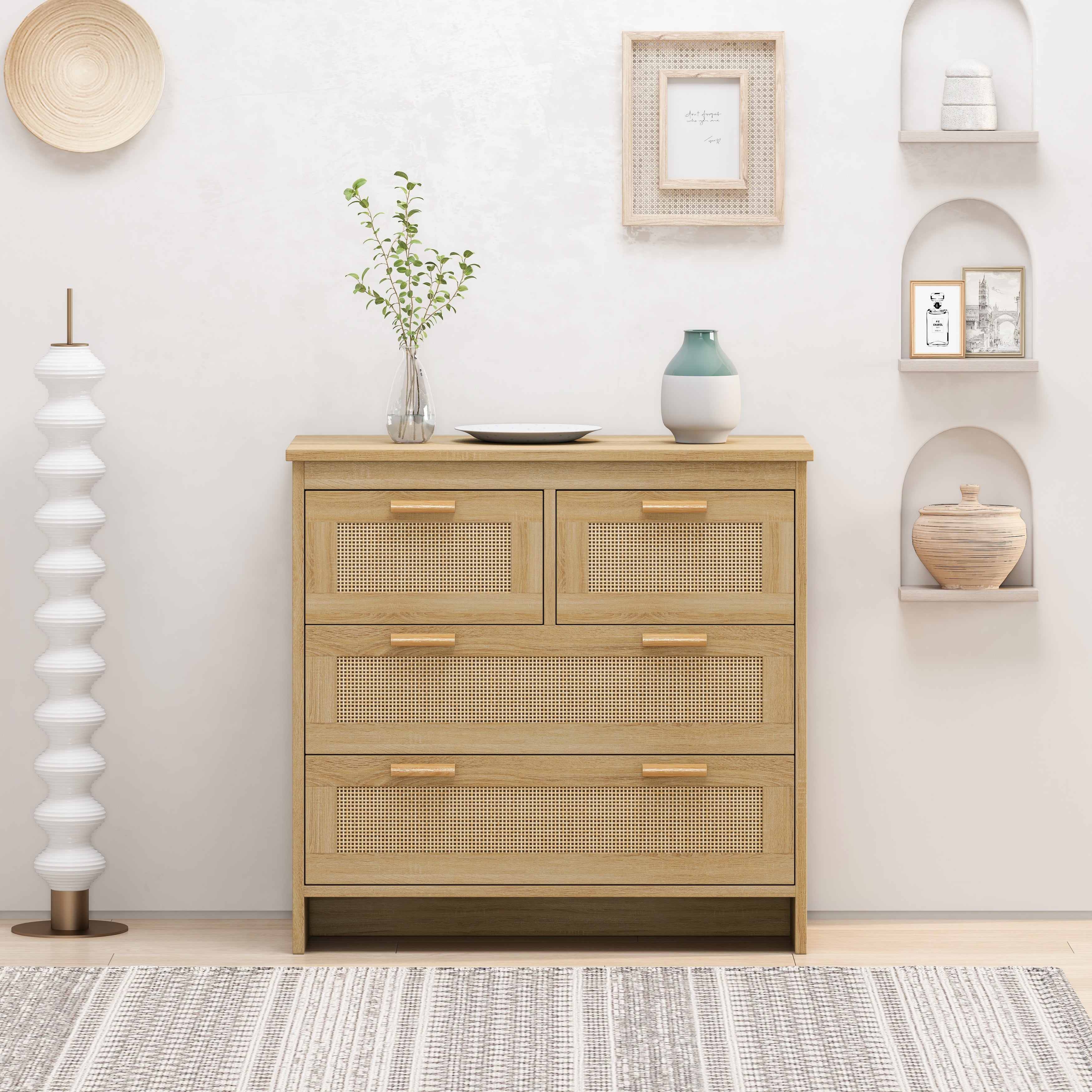 4 Drawers Rattan Cabinet，Dresser - - 37953532 - Mycitystee