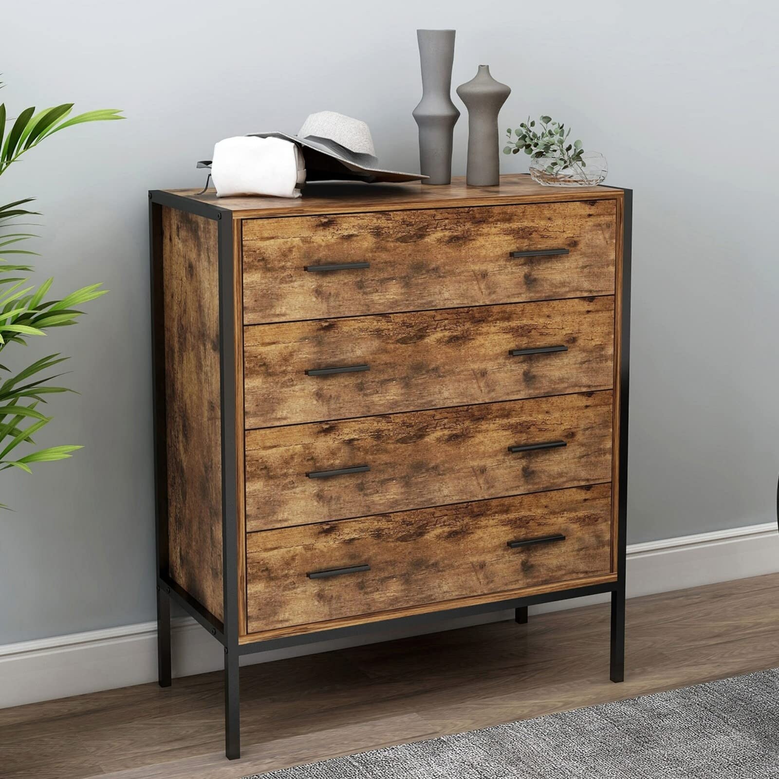 Dresser for Bedroom Tall with 4 Drawers， Chest of Drawers， Bedroom Furniture， Clothes Storage Organizer Cabinet for Bedroom - - 37668269 - Mycitystee