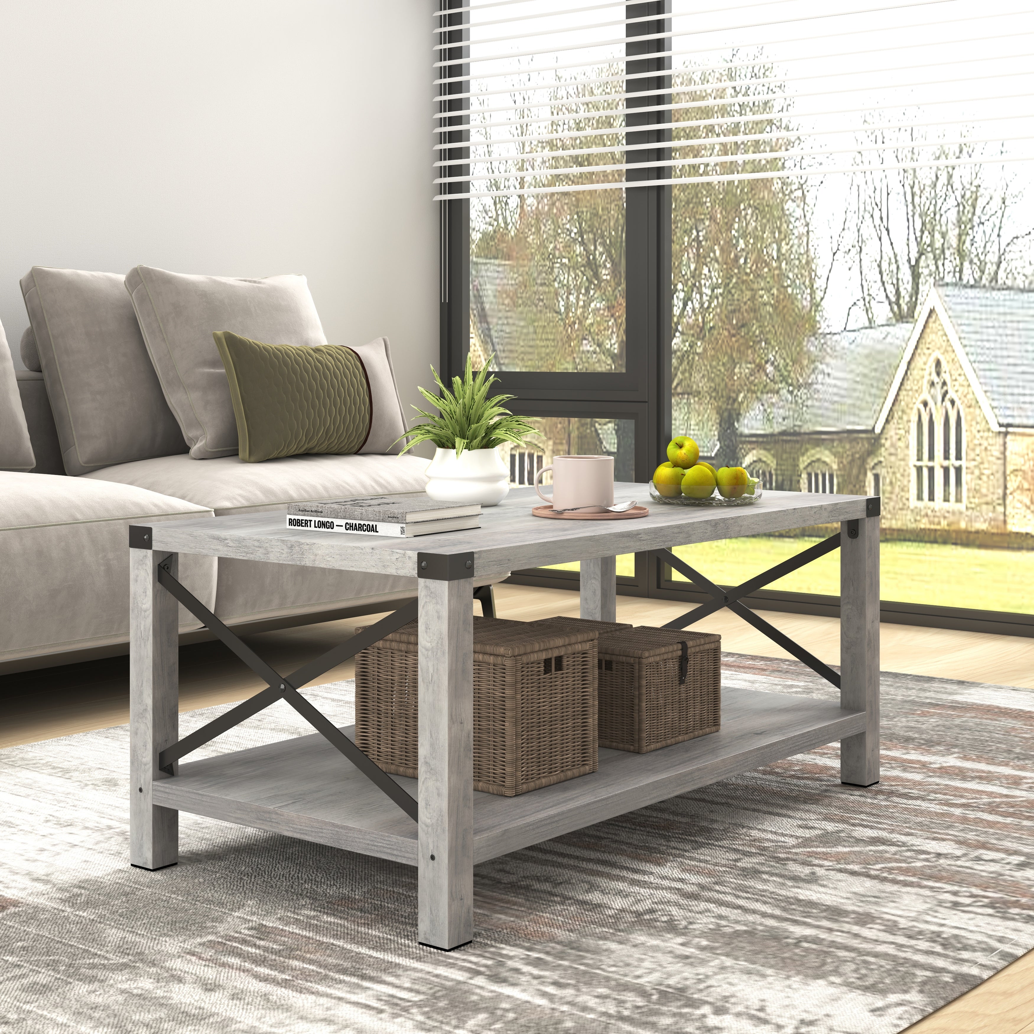 Rectangle Coffee Table 2-Tier For Living Room Modern Coffee Table， Console， Sofa and End Tables - Mycitystee