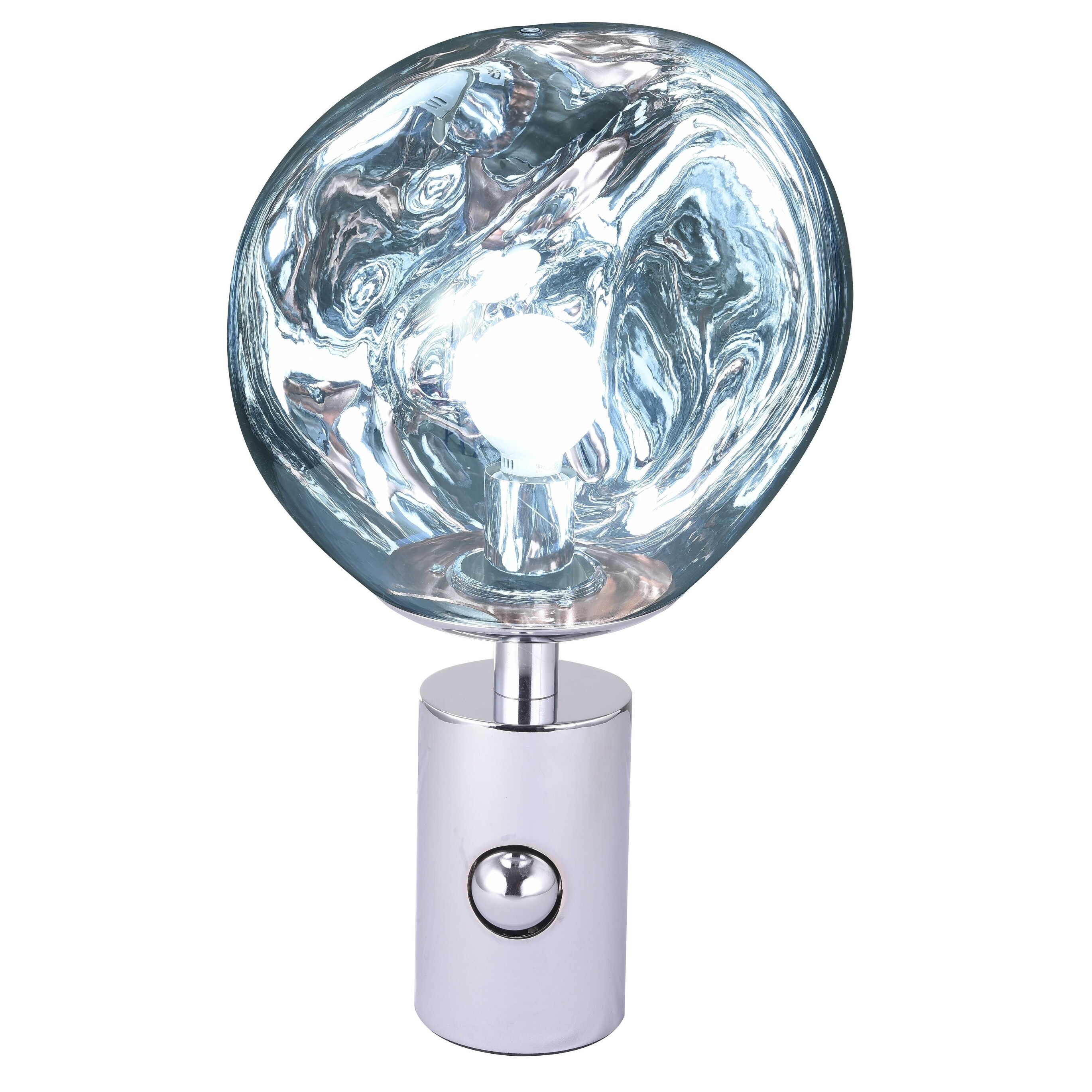Chrome Metal Table Lamp With Silver Acrylic Shade - Mycitystee