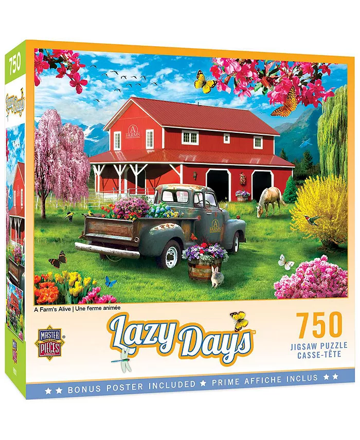MasterPieces Puzzles Lazy Days - A Farm's Alive 750 Piece Puzzle By Alan Giana - Mycitystee