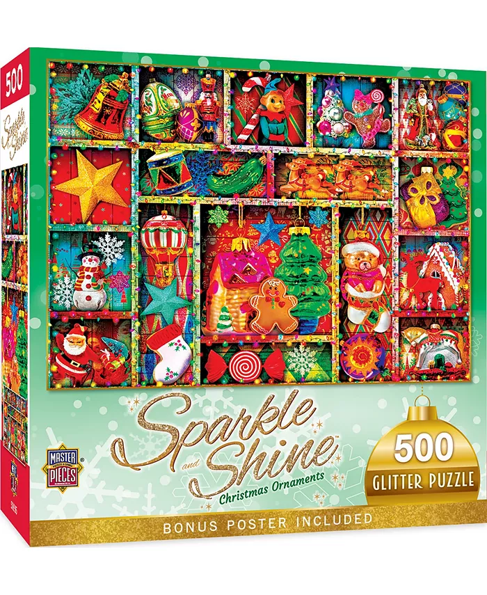 MasterPieces Puzzles Holiday Glitter - Christmas Ornaments 500 Piece Puzzle - Mycitystee