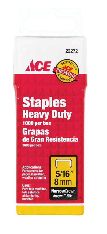 Ace T50 5/16 in. L Narrow Crown Heavy Duty Staples 1000 pk - Mycitystee