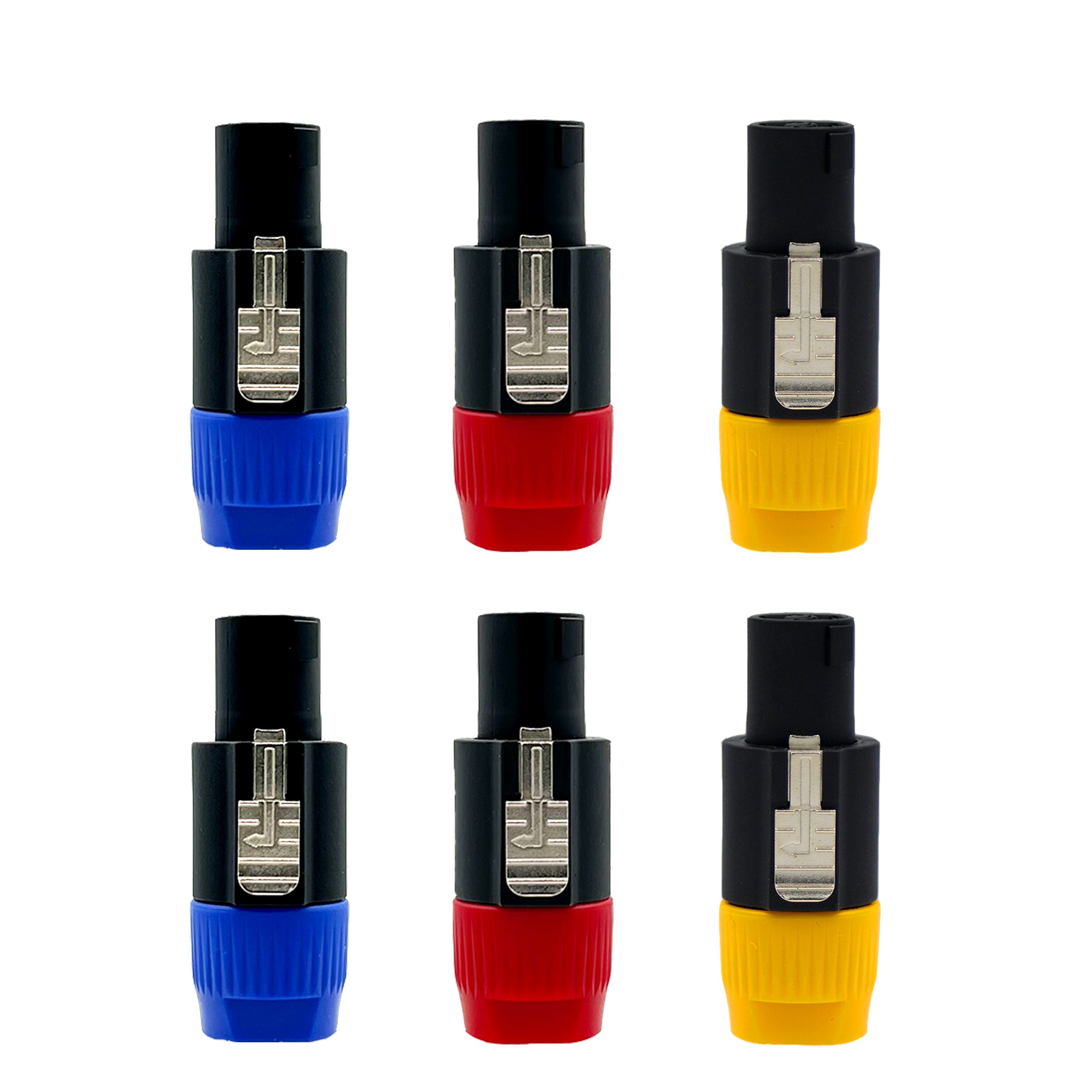 5 Core Speakon Adapter Connectors 4 Pole Plug Twist Lock | 2x Blue, 2x Red, 2x Yellow 6 Pack- SPKN?BRY?6PK - Mycitystee