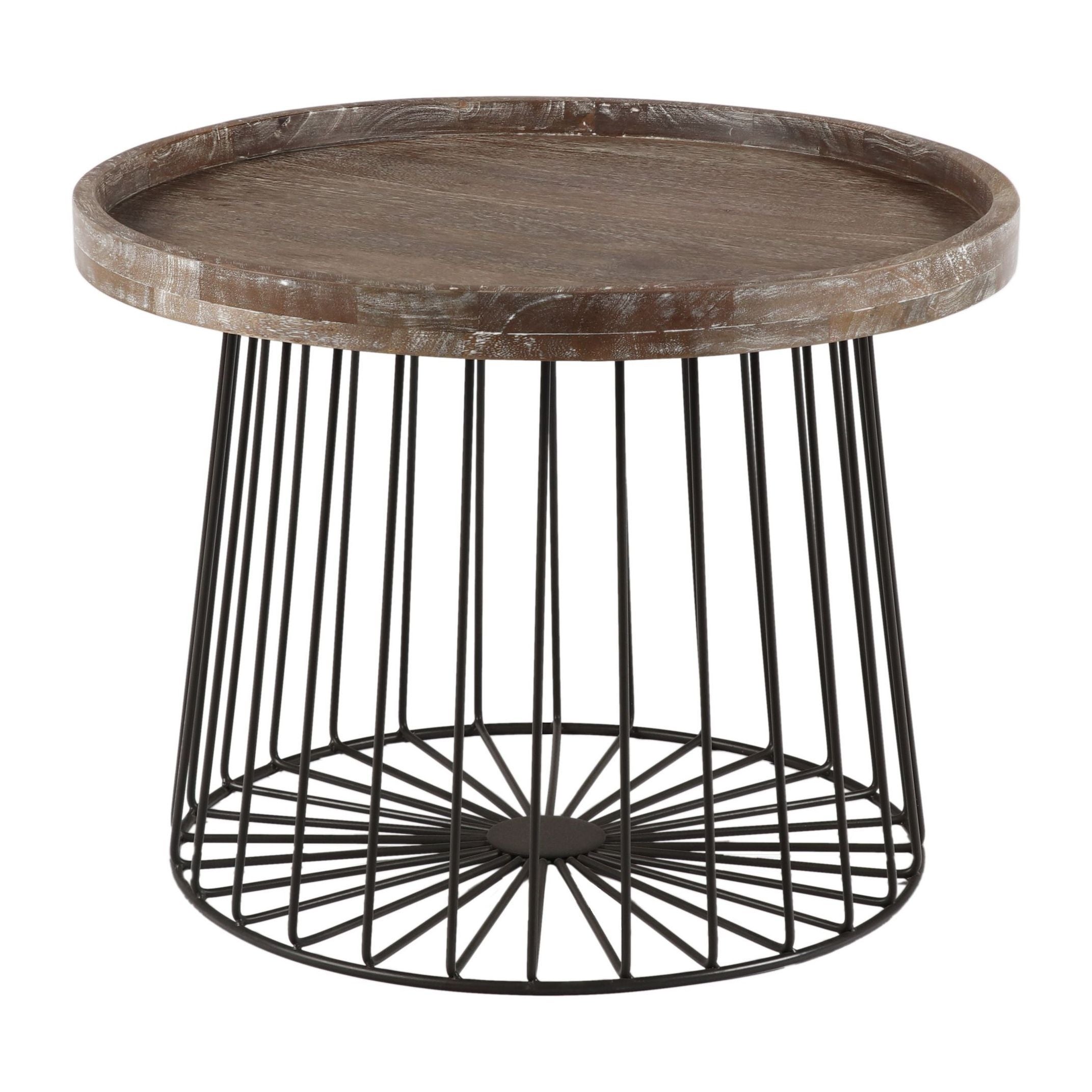 Amity Wireframe Pedestal Tray Top Side Table - 24-inch Diameter - Mycitystee