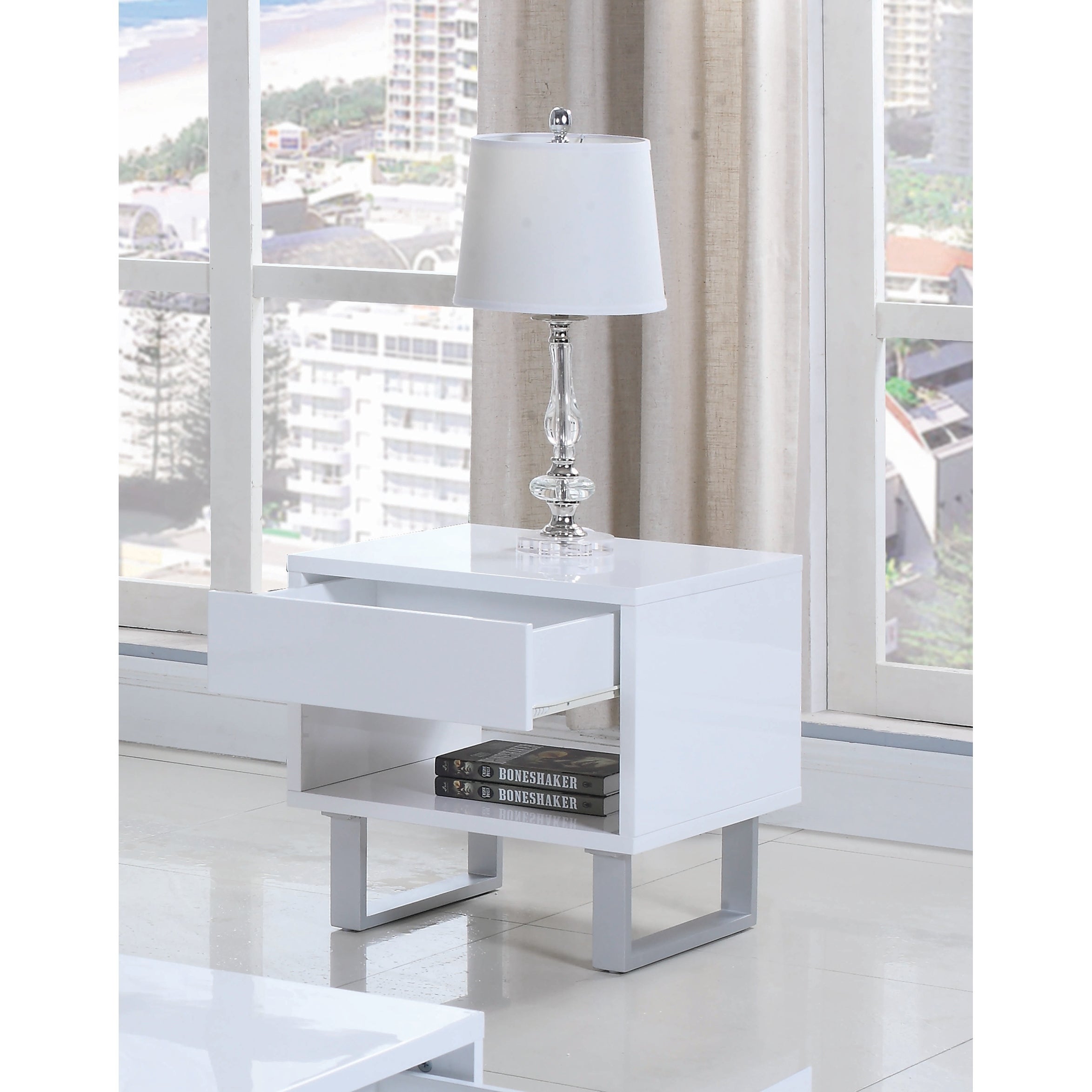Coaster Furniture Atchison High Glossy White 1-drawer End Table - Mycitystee
