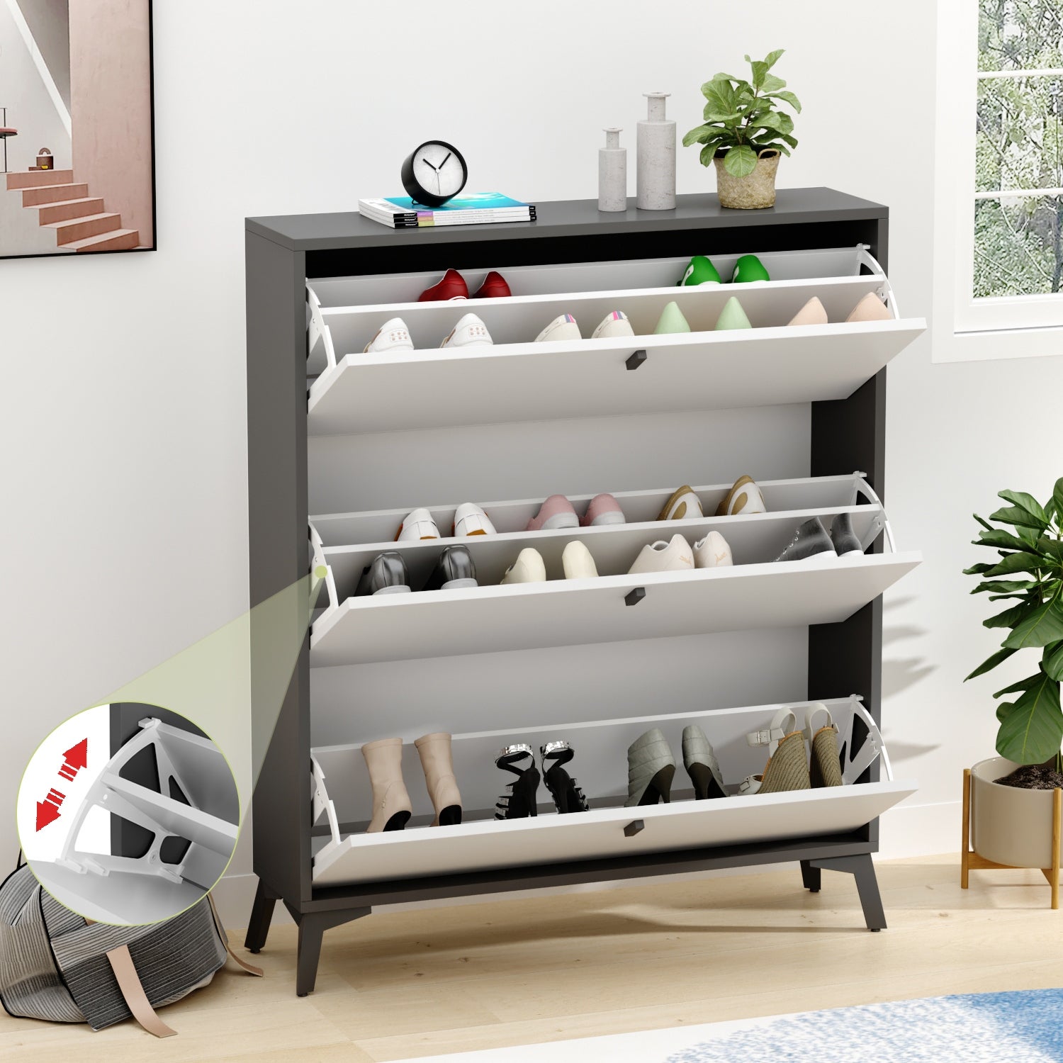 Shoe Storage Cabinet Shoe Storage Organizer Cabinet Entryway Hallway - - 35860017 - Mycitystee