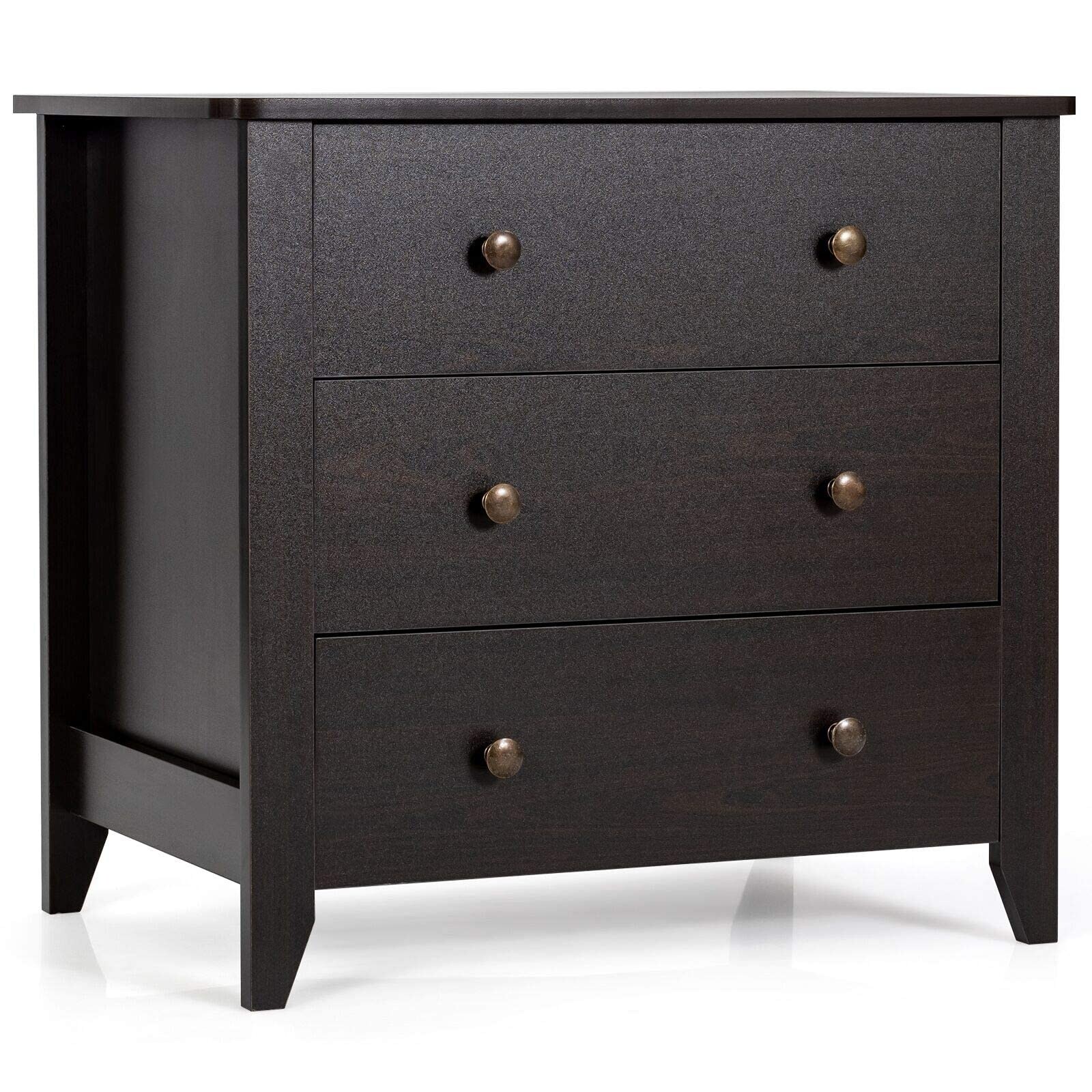 Drawer Chest with 3 Drawers，Solid Curved Legs and Double Handled Bedside Table Storage Dresser Cabinet for Bedroom， Living Room - - 37668865 - Mycitystee