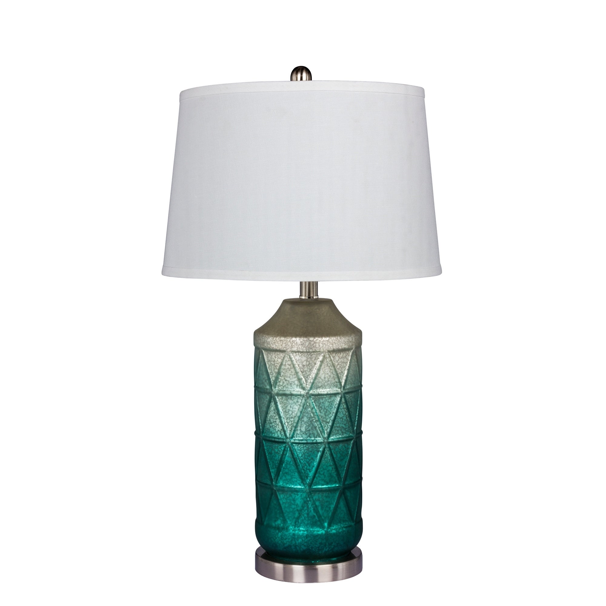 Fangio Lighting's 5147GRN 27.5 in. Metal Table Lamp in a White Mercury Glass with Frosted Mist Color Tint in Green Finish - Mycitystee