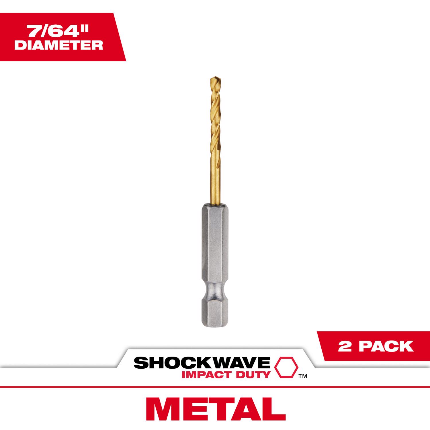 Milwaukee Shockwave 7/64 in. X 2.52 in. L Titanium Red Helix Drill Bit 2 pc - Mycitystee