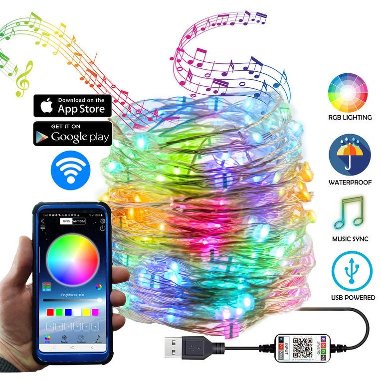 Fairy String Bluetooth RGB LED Lights Indoor Outdoor Waterproof USB Music Sync Shopping - The Best Deals on String Lights | 37948033 - Mycitystee