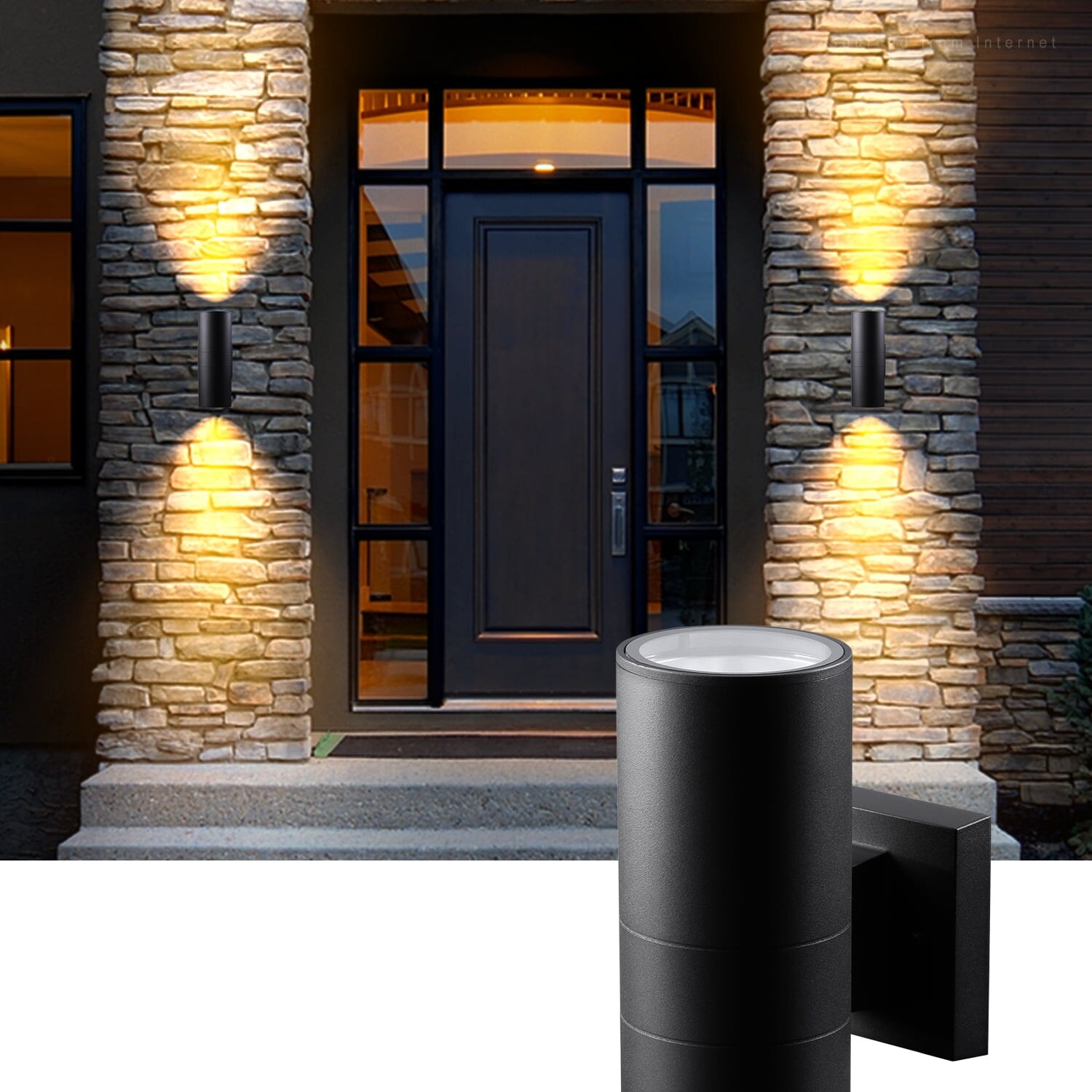 Cylinder Up Down Wall Lights， Hardwired Wall Mount， Aluminum Waterproof Outdoor and Indoor Porch Light，  Black Finish Shopping - The Best Deals on Out - Mycitystee