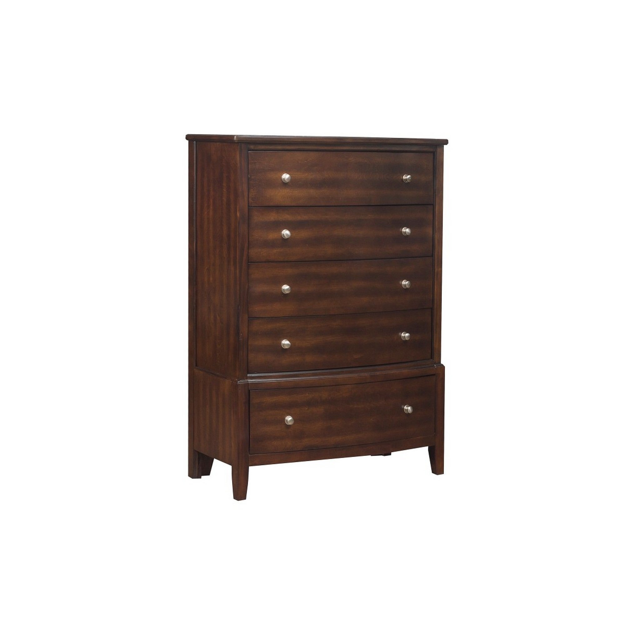 5 Drawer Wooden Chest with Chamfered Legs， Dark Brown - - 31624025 - Mycitystee