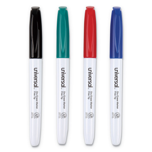 Universal Pen Style Dry Erase Marker， Fine Bullet Tip， Assorted Colors， 4/Set (43670) - Mycitystee