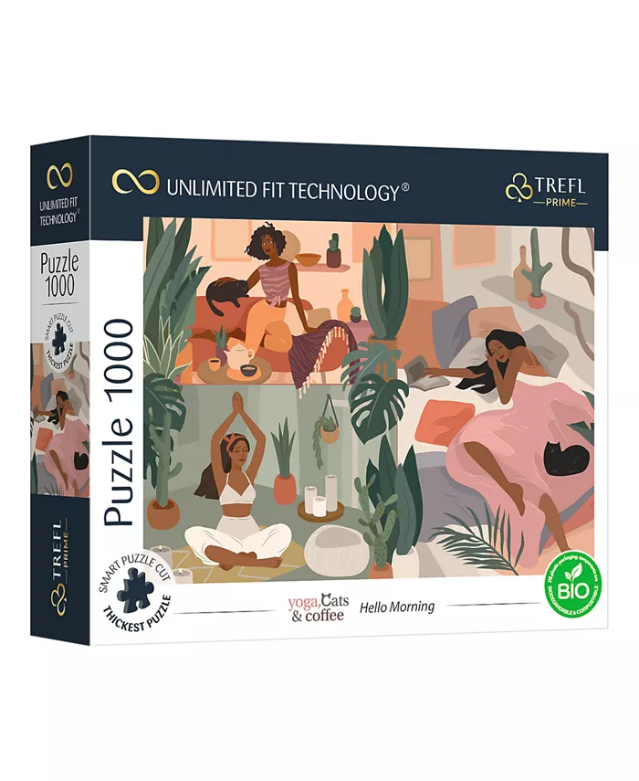 Trefl Prime 1000 Piece Puzzle- Yoga， Cats Coffee Hello Morning - Mycitystee