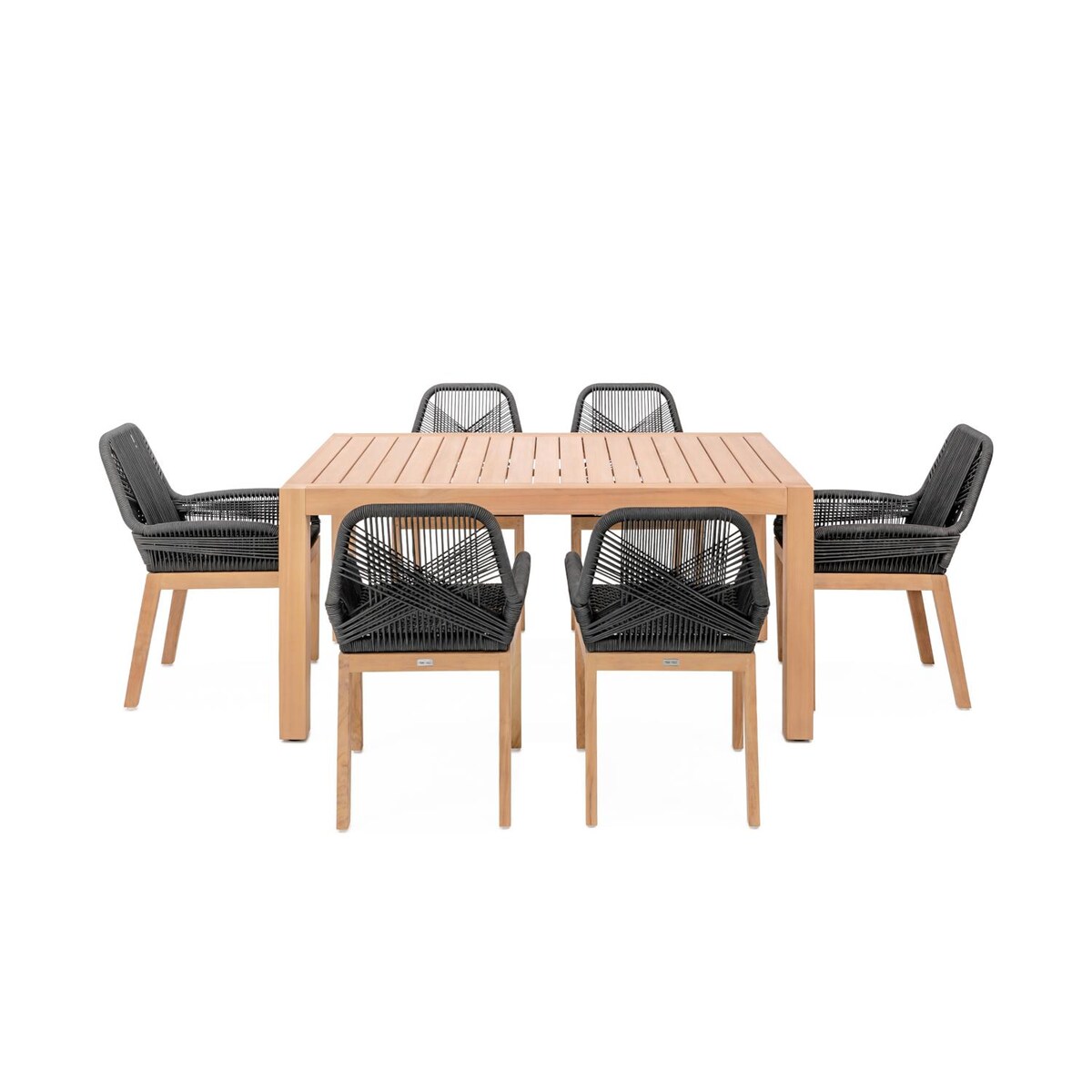 Signature Willow Bay 7 Piece Olefin Rope and Teak Patio Dining Set - Mycitystee
