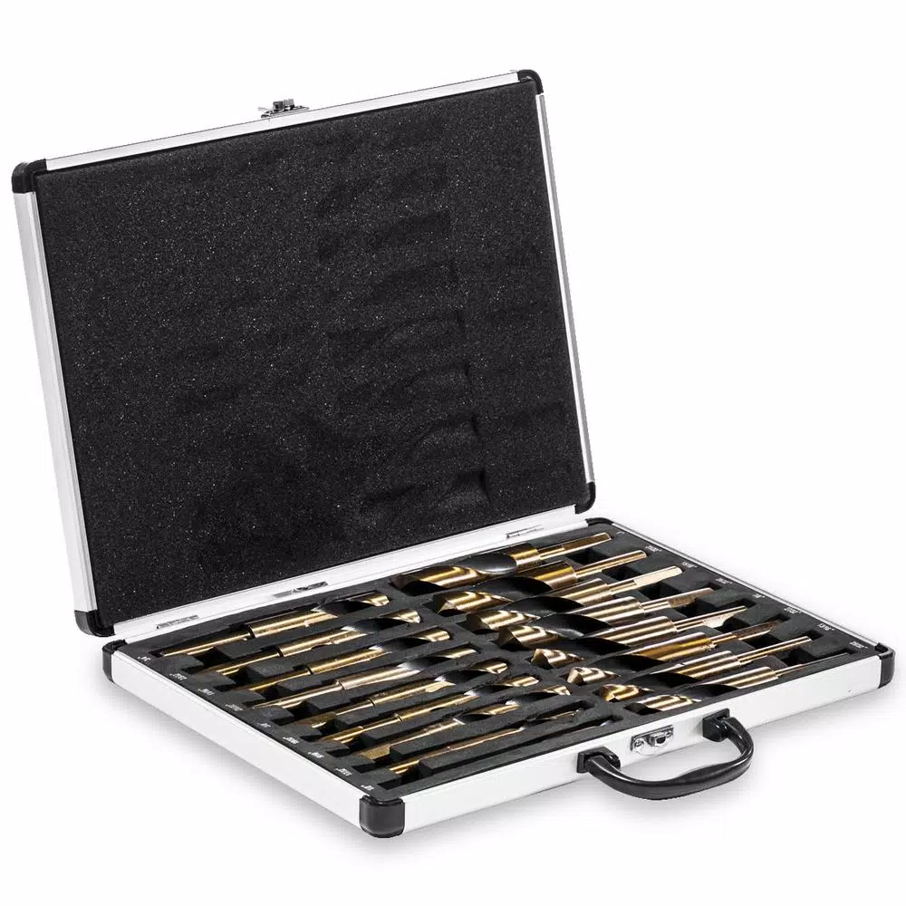 XtremepowerUS 1/2 in. HSS Cobalt Silver and Deming Drill Bit Set with Aluminum Storage Case (17-Piece) and#8211; XDC Depot - Mycitystee