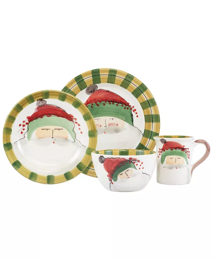 VIETRI Old St. Nick Green Hat 4-Piece Place Setting - Mycitystee
