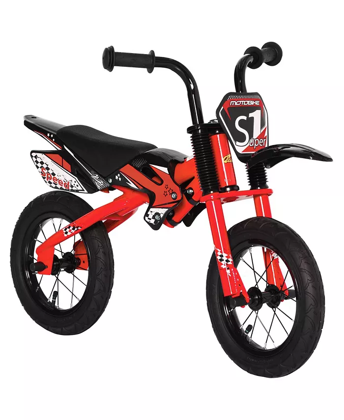 Qaba Kids Balance Bike， Motor Bike Style， Big Tire Push Bike， Soft Handles - Mycitystee