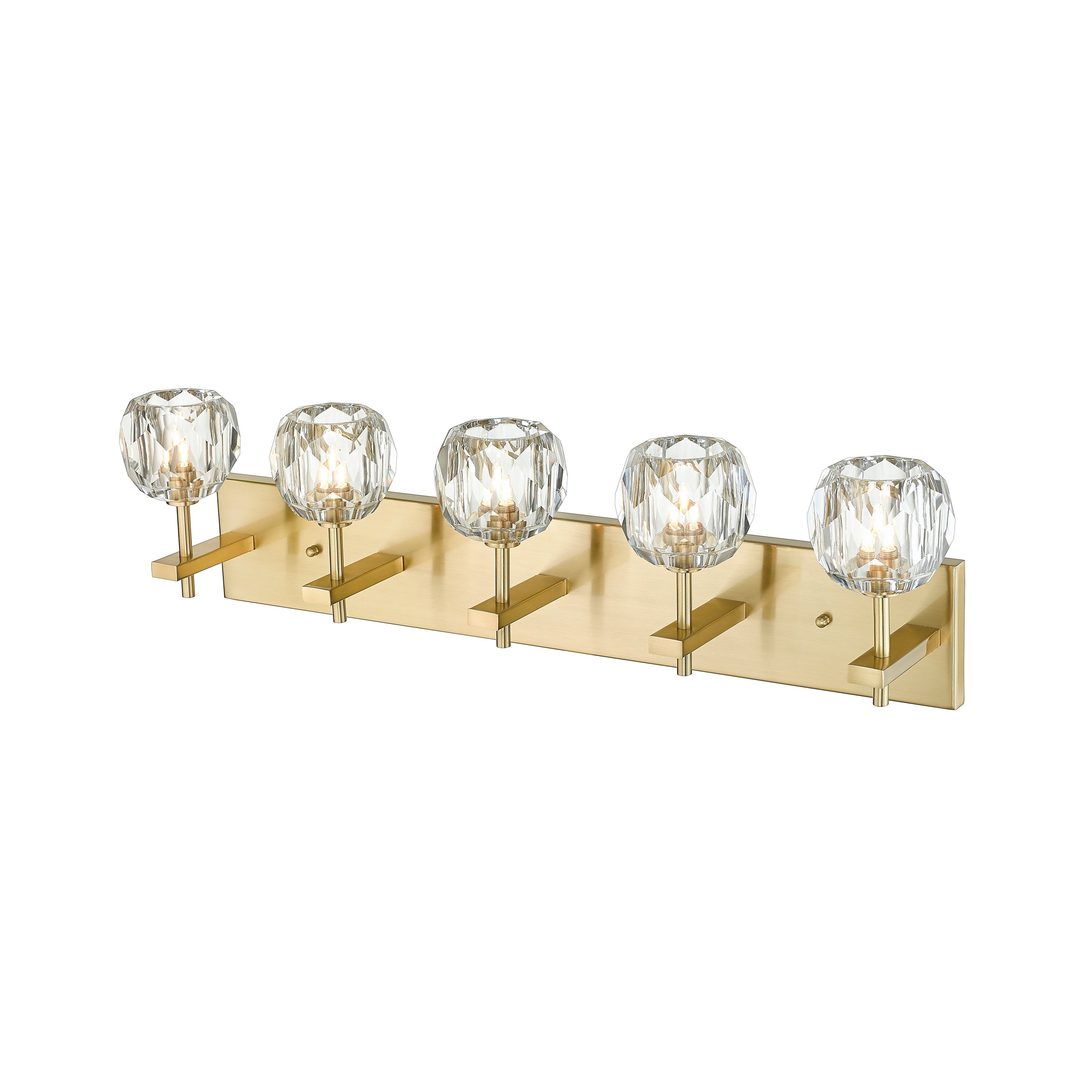 A gold frame wall sconce with clear crystal shades - Mycitystee