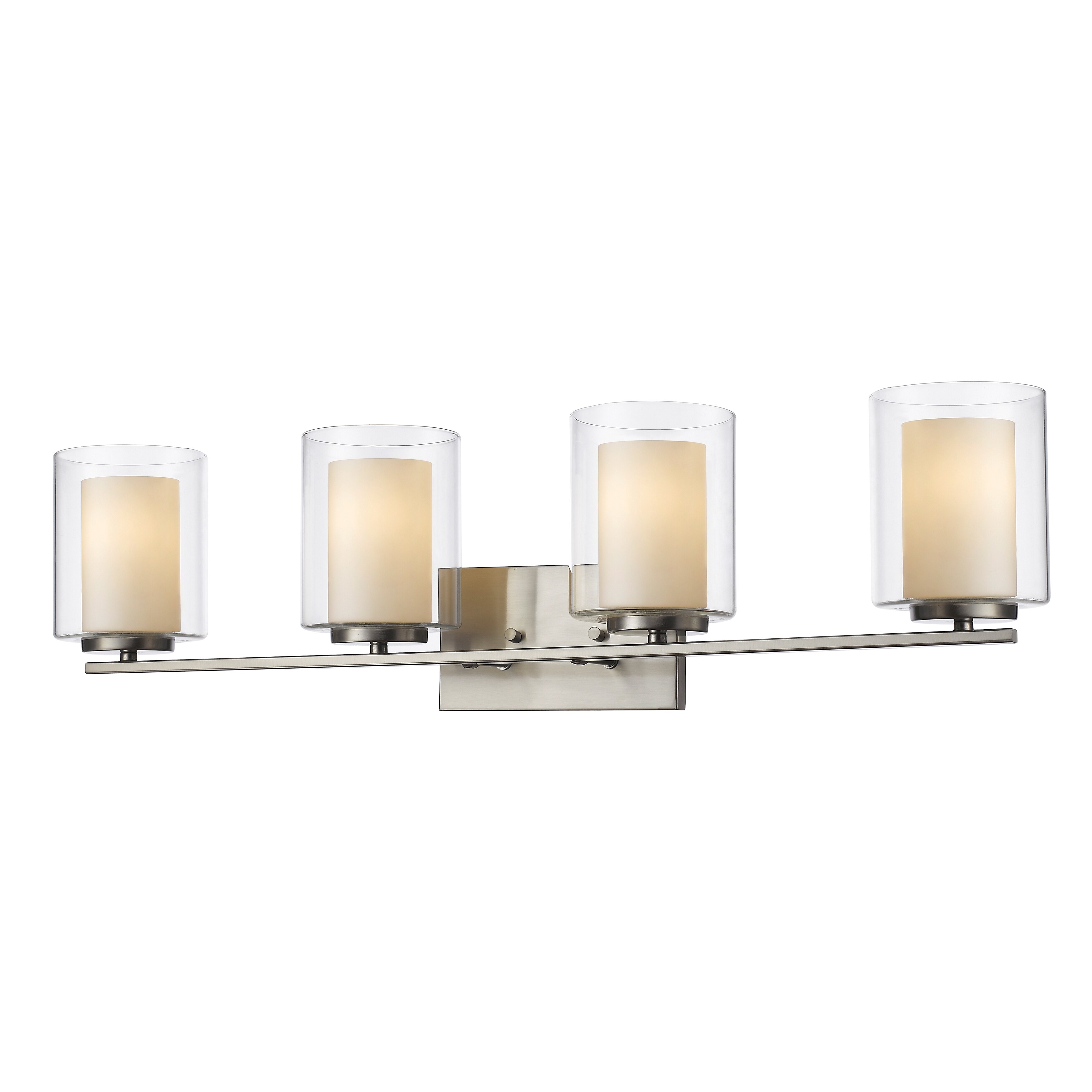 Avery Home Lighting Willow 4-light Clear Outer Glass and Matte Opal Inner Glass Shade Vanity - Brushed Nickel - Mycitystee