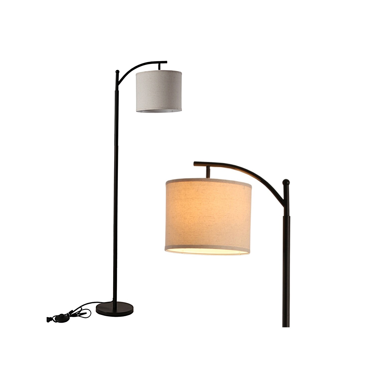 Defong 62 Inch Modern Black Standing Floor Lamp with Linen Shade - Mycitystee