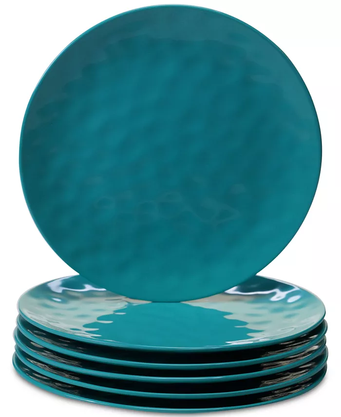 Certified International 6-Pc. Teal Melamine Dinner Plate Set - Mycitystee