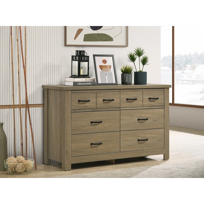 Finn Coffee Gray Oak Finish Dresser with 6 Drawers and Black - - 37151504 - Mycitystee