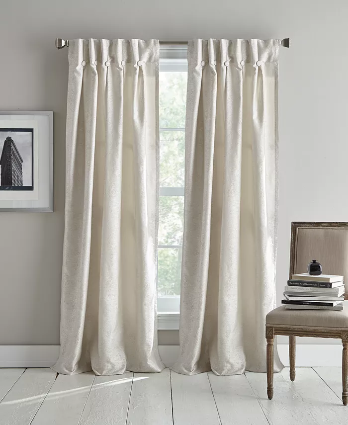 DKNY Plaza Light Filtering Inverted Pleat with Button Lined 2 Piece Window Panel， 108