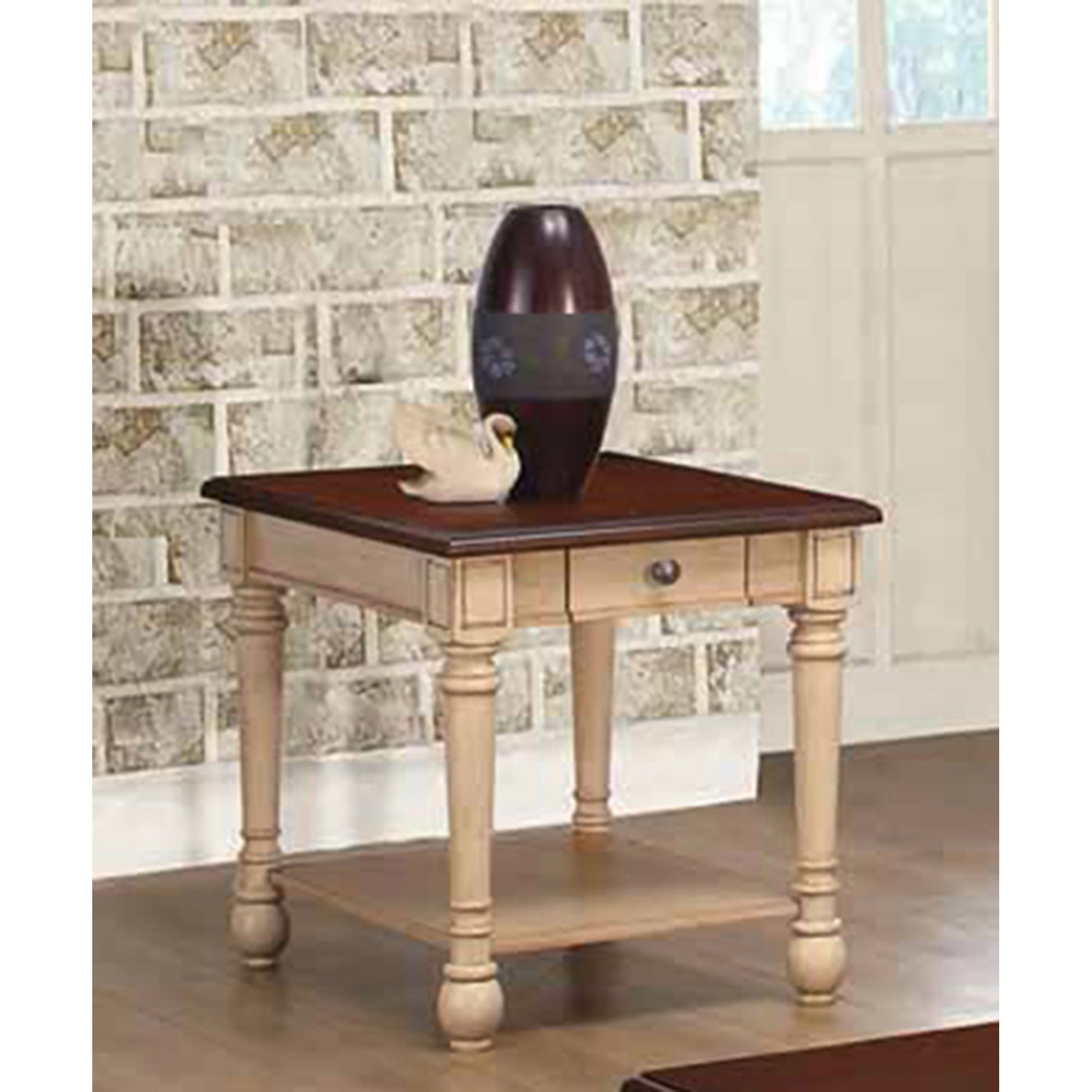 Madeleine Antique White Transitional Wood End Table - Mycitystee